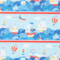 Out to Sea - Border Stripe Blue Multi Yardage Primary Image