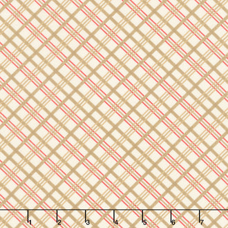 Garden Gate Roosters - Diagonal Plaid Cream Yardage