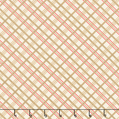 Garden Gate Roosters - Diagonal Plaid Cream Yardage