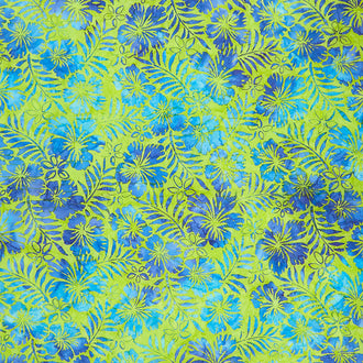 Artisan Batiks - Totally Tropical Hibiscus Lime Yardage