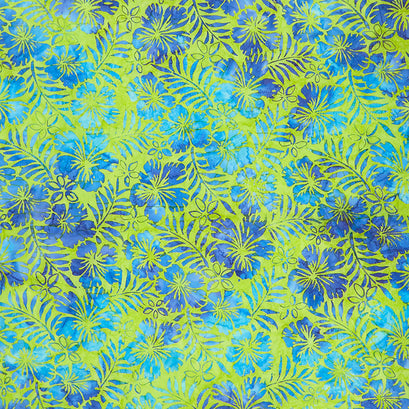 Artisan Batiks - Totally Tropical Hibiscus Lime Yardage