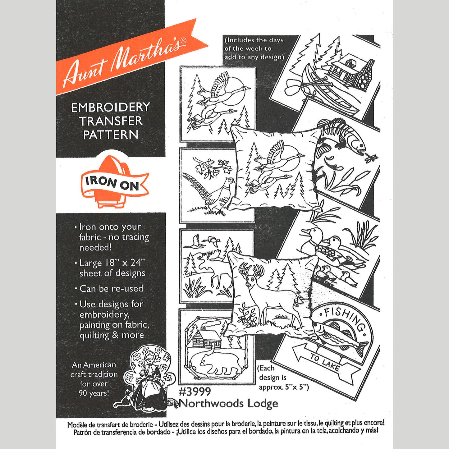 Aunt Martha's Northwoods Lodge Iron-On Embroidery Pattern Primary Image