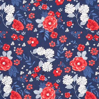 Land of the Brave - Floral Main Navy Yardage