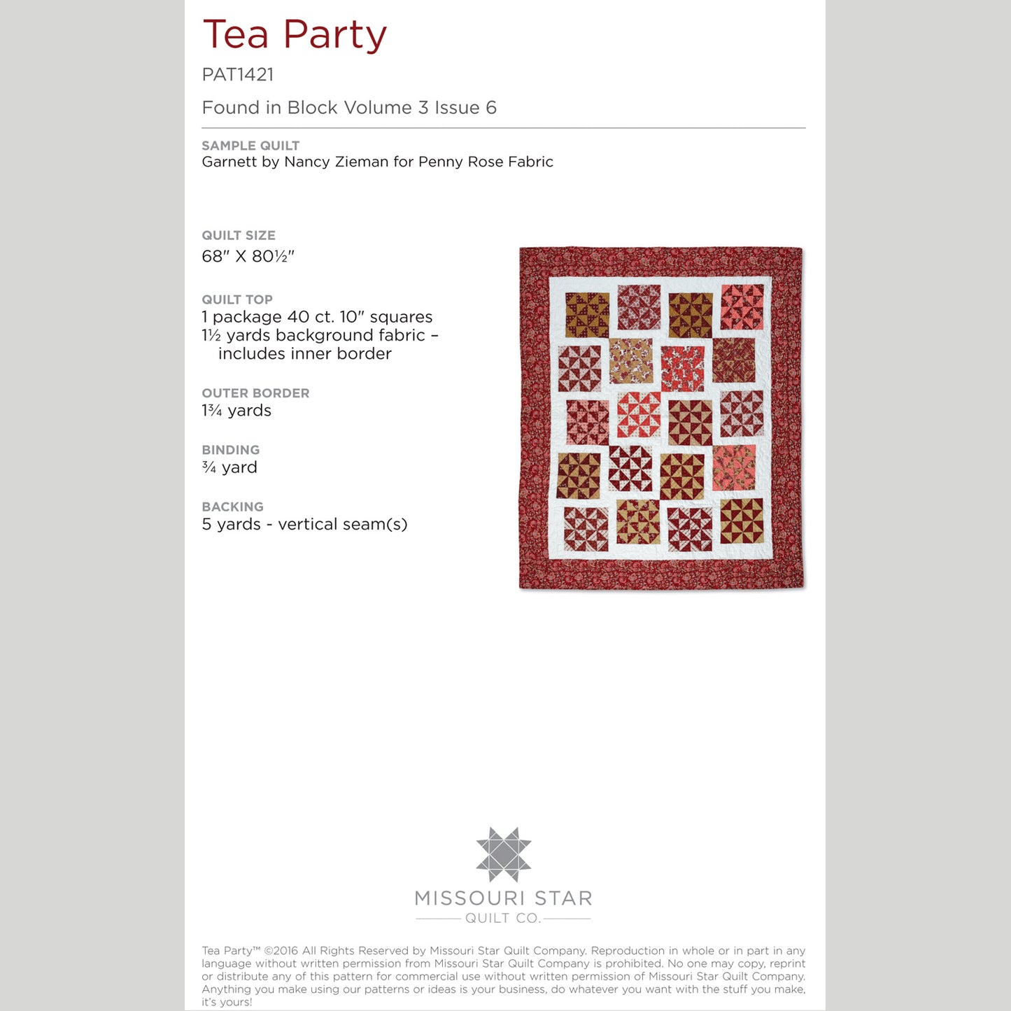 Digital Download - Tea Party Quilt Pattern by Missouri Star Alternative View #1