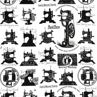She Who Sews - Sewing Machines Off White Yardage