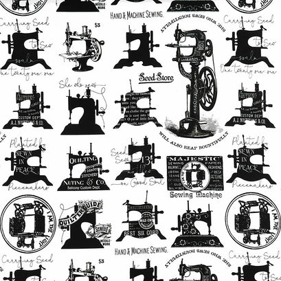 She Who Sews - Sewing Machines Off White Yardage