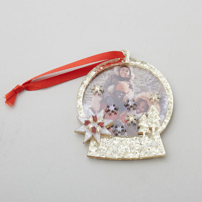Golden Layered Acrylic Snow Globe Photo Ornament