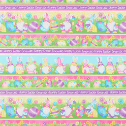 Hoppy Easter Gnomies - Novelty Gnomie Stripe Multi Yardage Primary Image