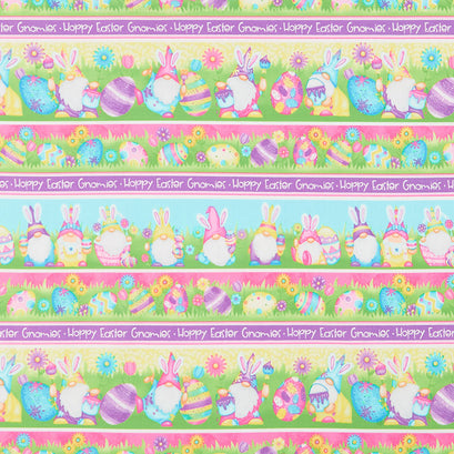 Hoppy Easter Gnomies - Novelty Gnomie Stripe Multi Yardage