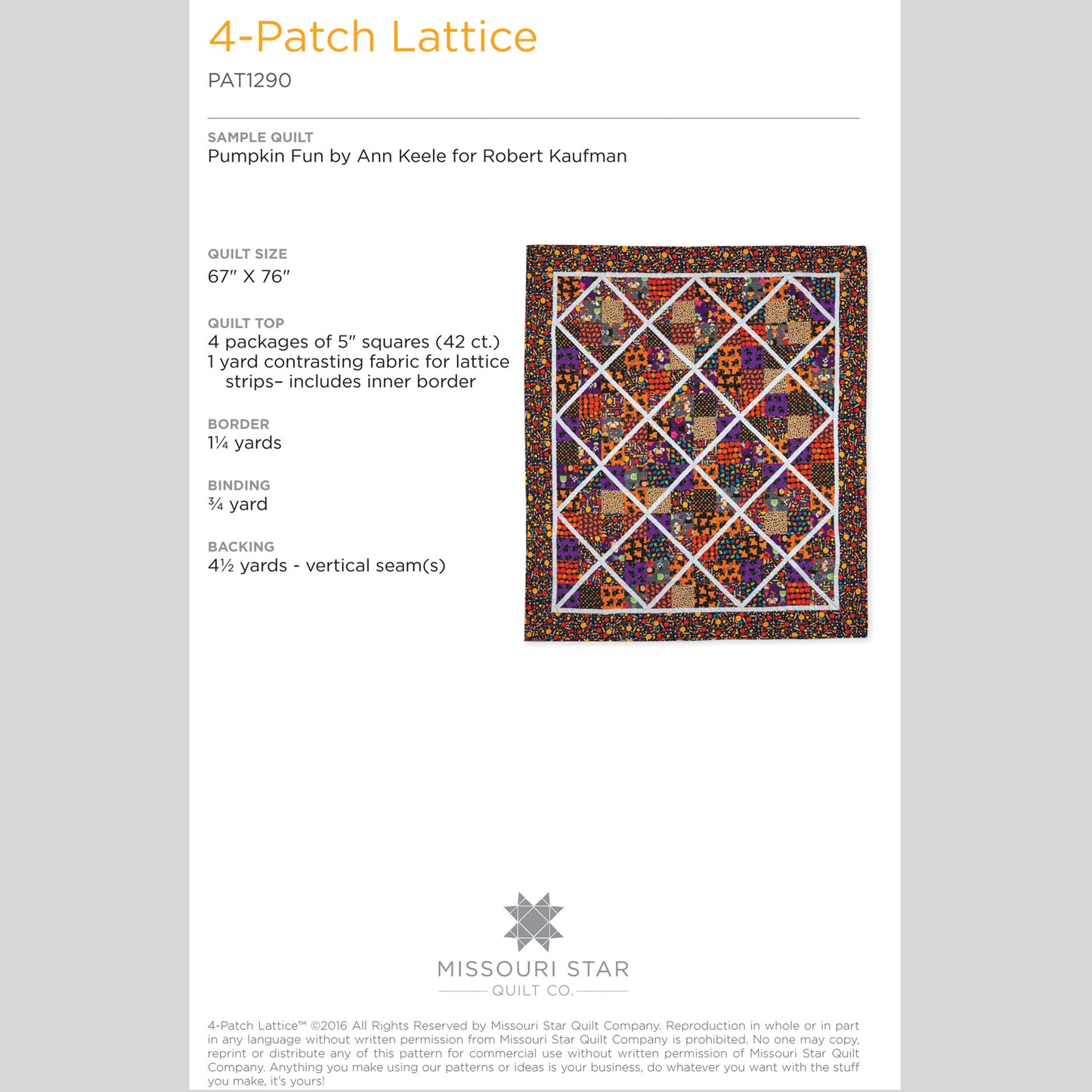 Digital Download - 4-Patch Lattice Quilt Pattern by Missouri Star Alternative View #1