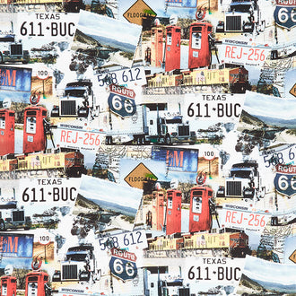 Novelty - Route 66 Collage Multi Yardage
