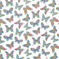 Alluring Butterflies - Small Butterfly Aflutter White Metallic Yardage Primary Image