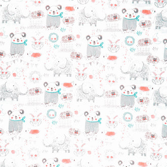 Comfy Flannel® - Sketched Animals White Yardage