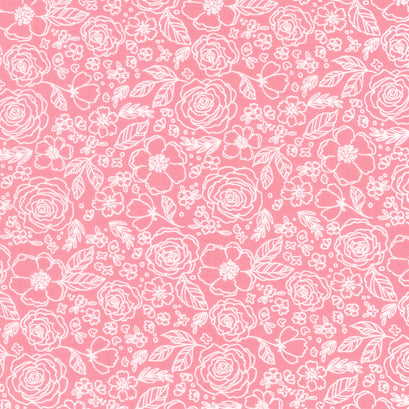 My Valentine - Lined Roses Coral Yardage