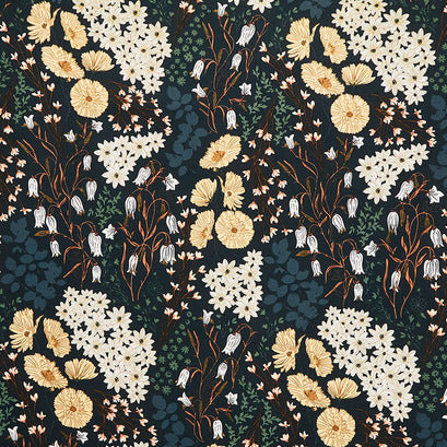 Art Gallery Canvas - Wild Forgotten Bluebells and Buttercups Lark Green Yardage