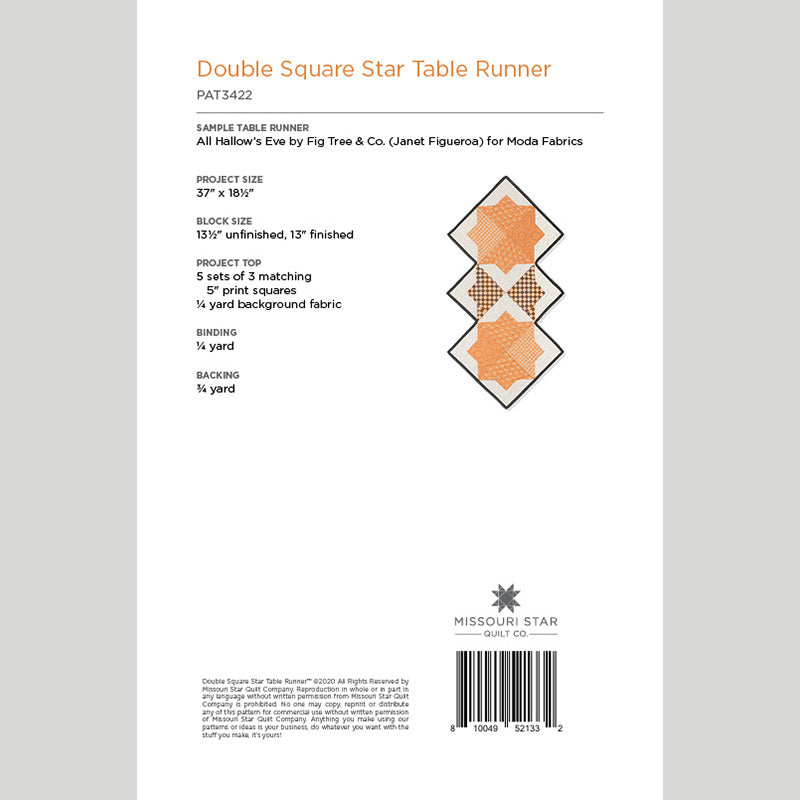 Digital Download - Double Square Star Table Runner Quilt Pattern by Missouri Star Alternative View #1