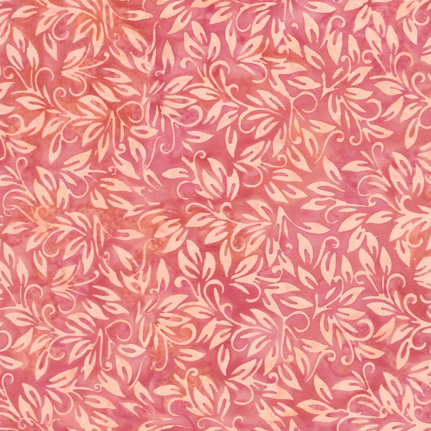 Morris Tiles Batiks - Small Leaf Orange Flame Yardage Primary Image