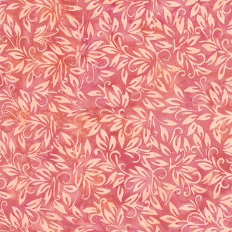 Morris Tiles Batiks - Small Leaf Orange Flame Yardage