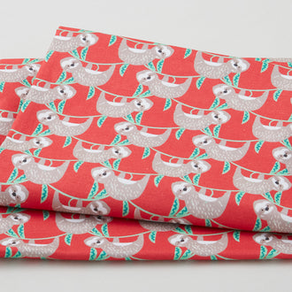 Jungle Jamboree - Hanging Sloth Red 2 Yard Cut