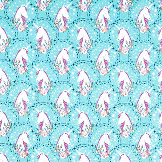 Unicorn Dreams - Unicorn Portrait Turquoise Yardage