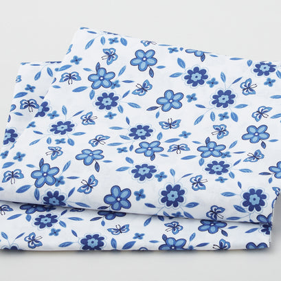Delft Blue Ditsy - White 2 Yard Cut