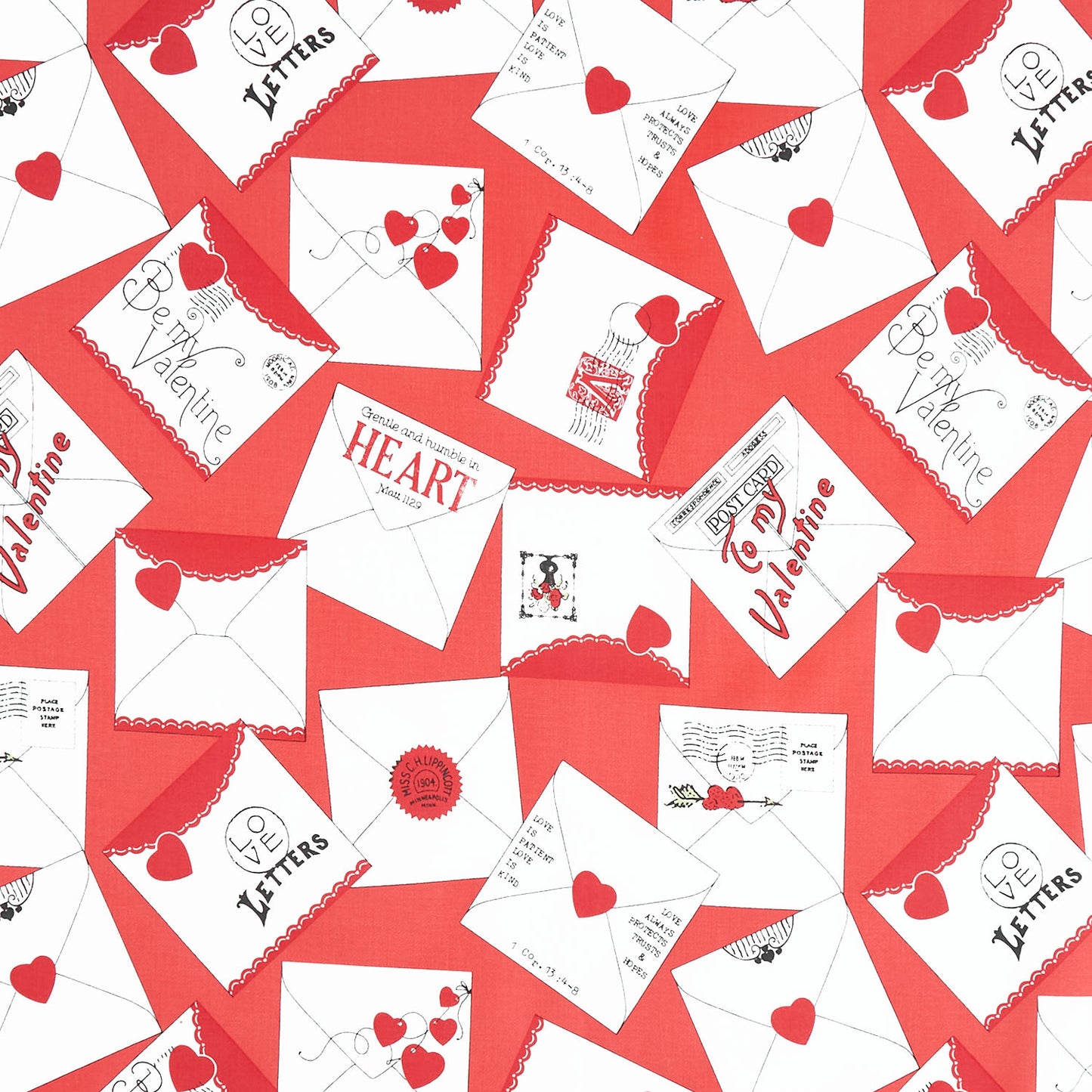 All My Heart - Valentine Greeting Red Yardage Primary Image