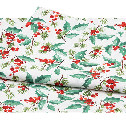 Christmas Time - Jolly Holly White One Yard Cut
