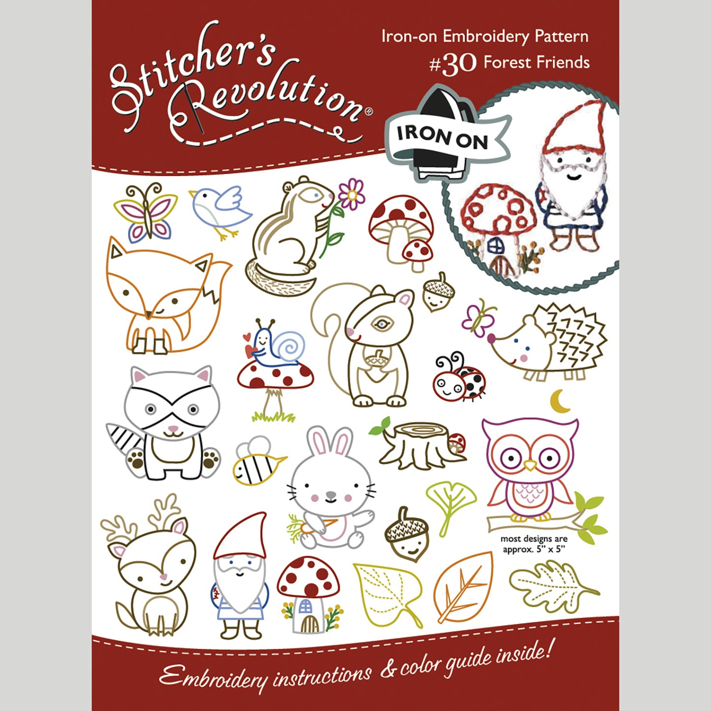 Stitcher's Revolution Forest Friends Iron-On Embroidery Pattern Primary Image