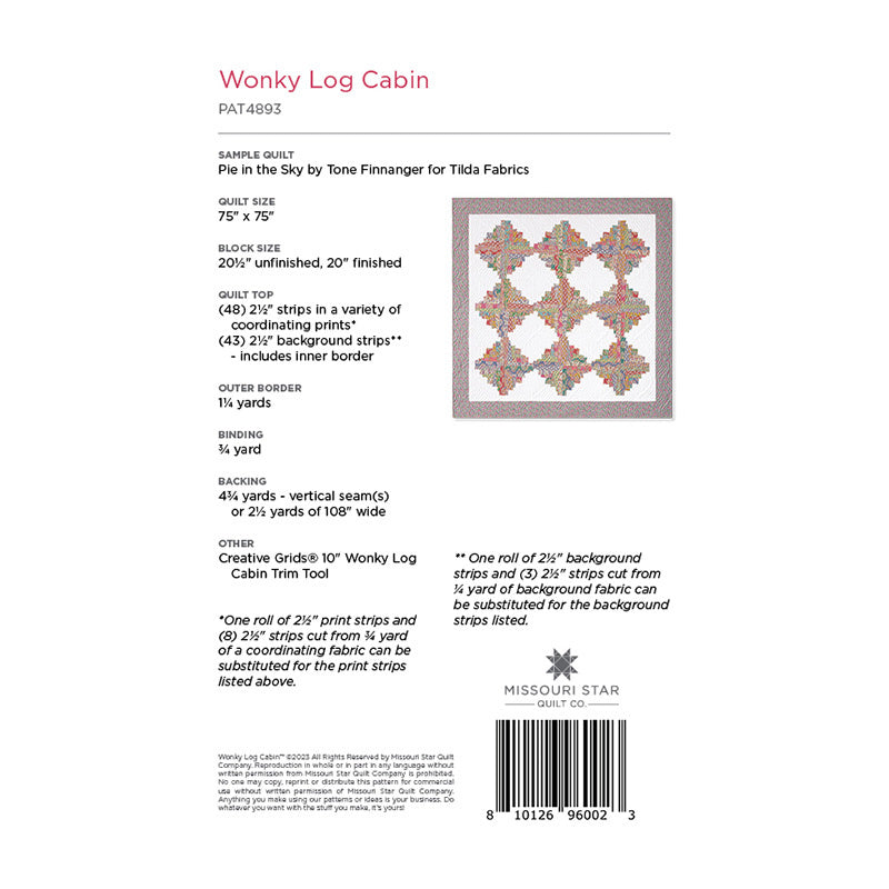Wonky Log Cabin Quilt Pattern by Missouri Star Alternative View #1