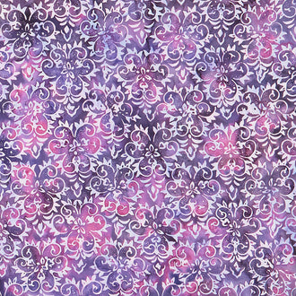 Roundabout Batiks - Fleur De Lis Plum Yardage