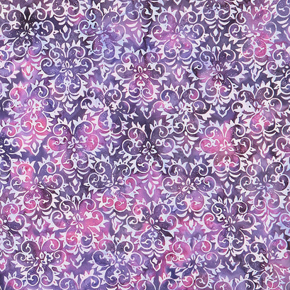 Roundabout Batiks - Fleur De Lis Plum Yardage