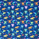 Novelty - Cute Axolotl Salamander Royal Yardage Primary Image