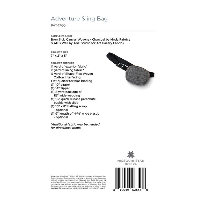 Adventure Sling Bag Pattern by Missouri Star Alternative View #1