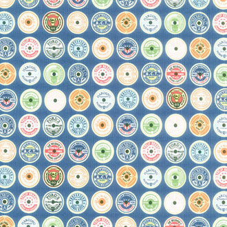 Sew Much Fun - Spool Toppers Navy Yardage