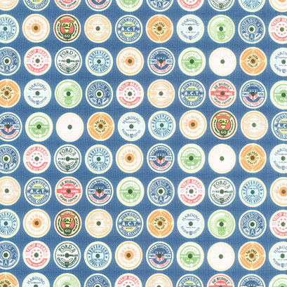 Sew Much Fun - Spool Toppers Navy Yardage