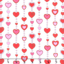 Love Me Do - Beaded Hearts White Yardage Primary Image