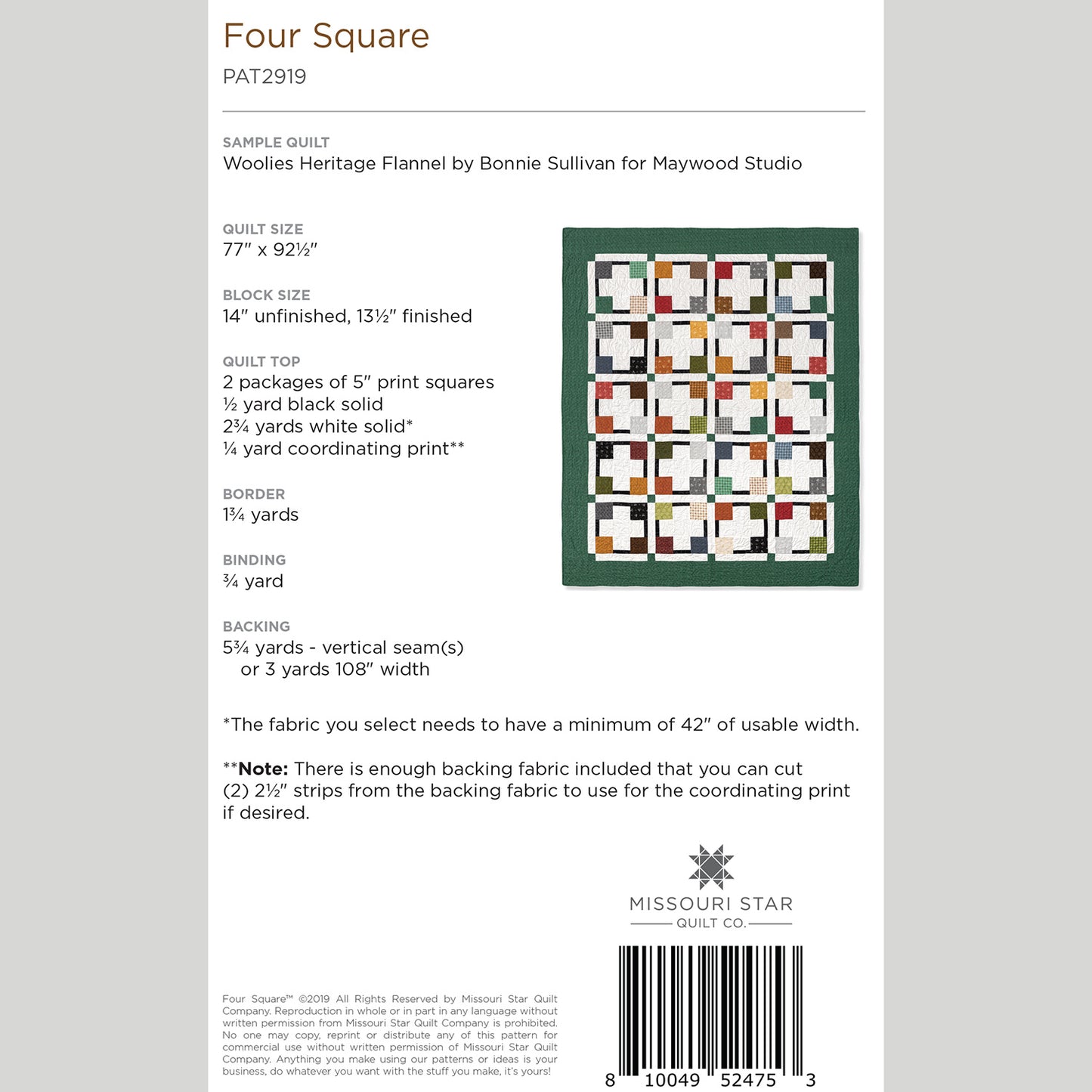 Digital Download - Four Square Quilt Pattern by Missouri Star Alternative View #1