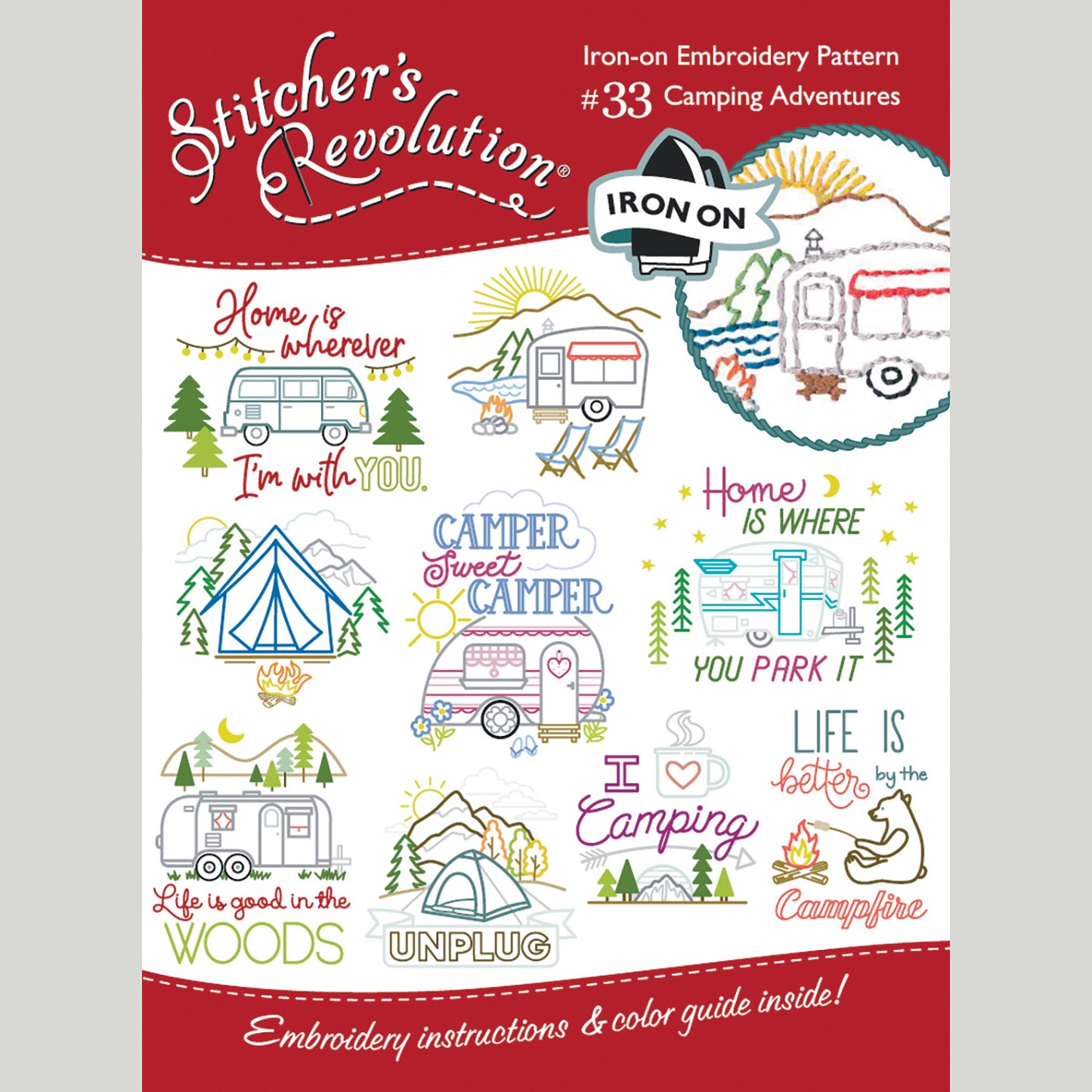 Stitcher's Revolution Camping Adventures Iron-On Embroidery Pattern Primary Image