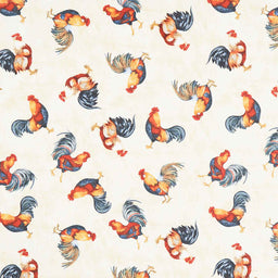 Garden Gate Roosters - Chicken All Over Cream Yardage Primary Image