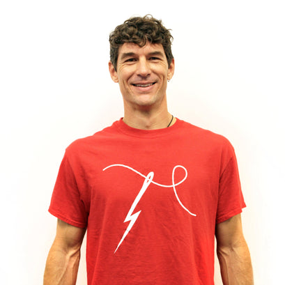 Man Sewing Red T-Shirt - Medium