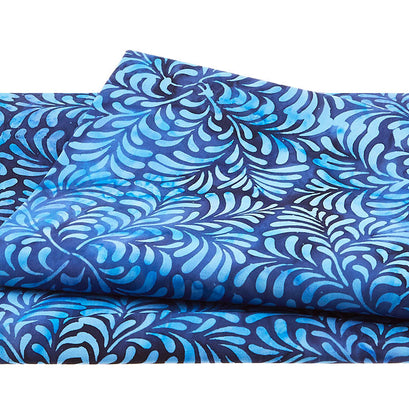 Luscious Batiks - 4 Squared Leaves Blue Marine 2 Yard Cut