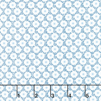 Franny’s Flowers - Polka Dot Floral Blue Yardage