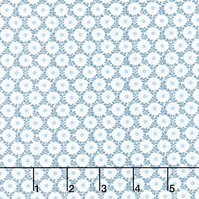 Franny’s Flowers - Polka Dot Floral Blue Yardage