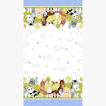 Barnyard Blues - Farm Animal Double Border Denim Yardage Alternative View #1