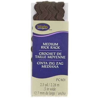 Seal Brown Medium Rick Rack (2 1/2 yard package)