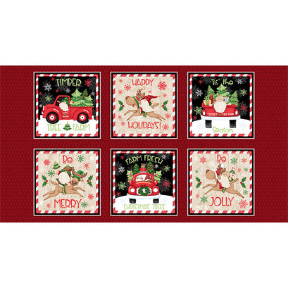 Timber Gnomies Tree Farm - Christmas Gnome Blocks Multi Panel
