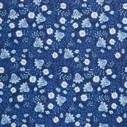 Blooming Blue - Tulip Vines Navy Yardage