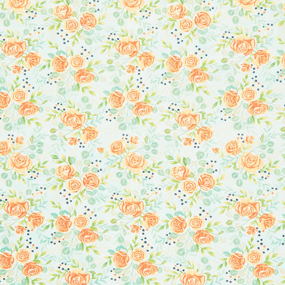 Harvest Wishes - Fall Floral Aqua Yardage