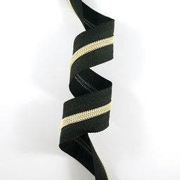 Emmaline #3 Zippers-by-the-Yard - Black with Gold Primary Image
