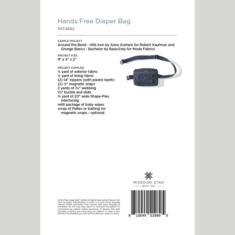 Digital Download - Hands Free Diaper Bag Pattern by Missouri Star Alternative View #1